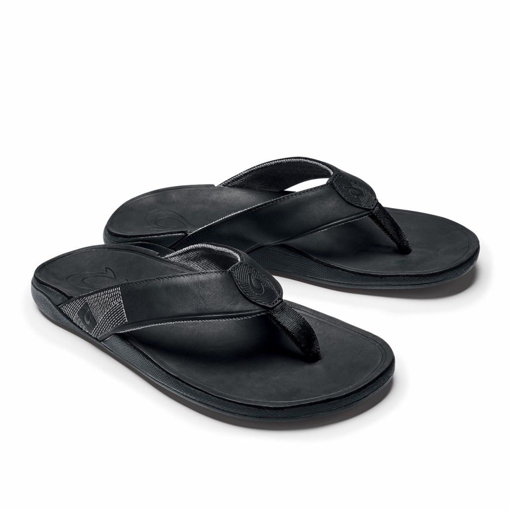 Olukai Men's Tuahine Flip Flop - Black US352-948